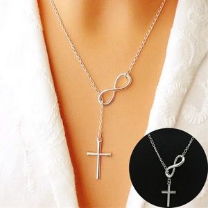 Women's Fashion Jewelry 925 Sterling Silver Infinity Cross Necklace